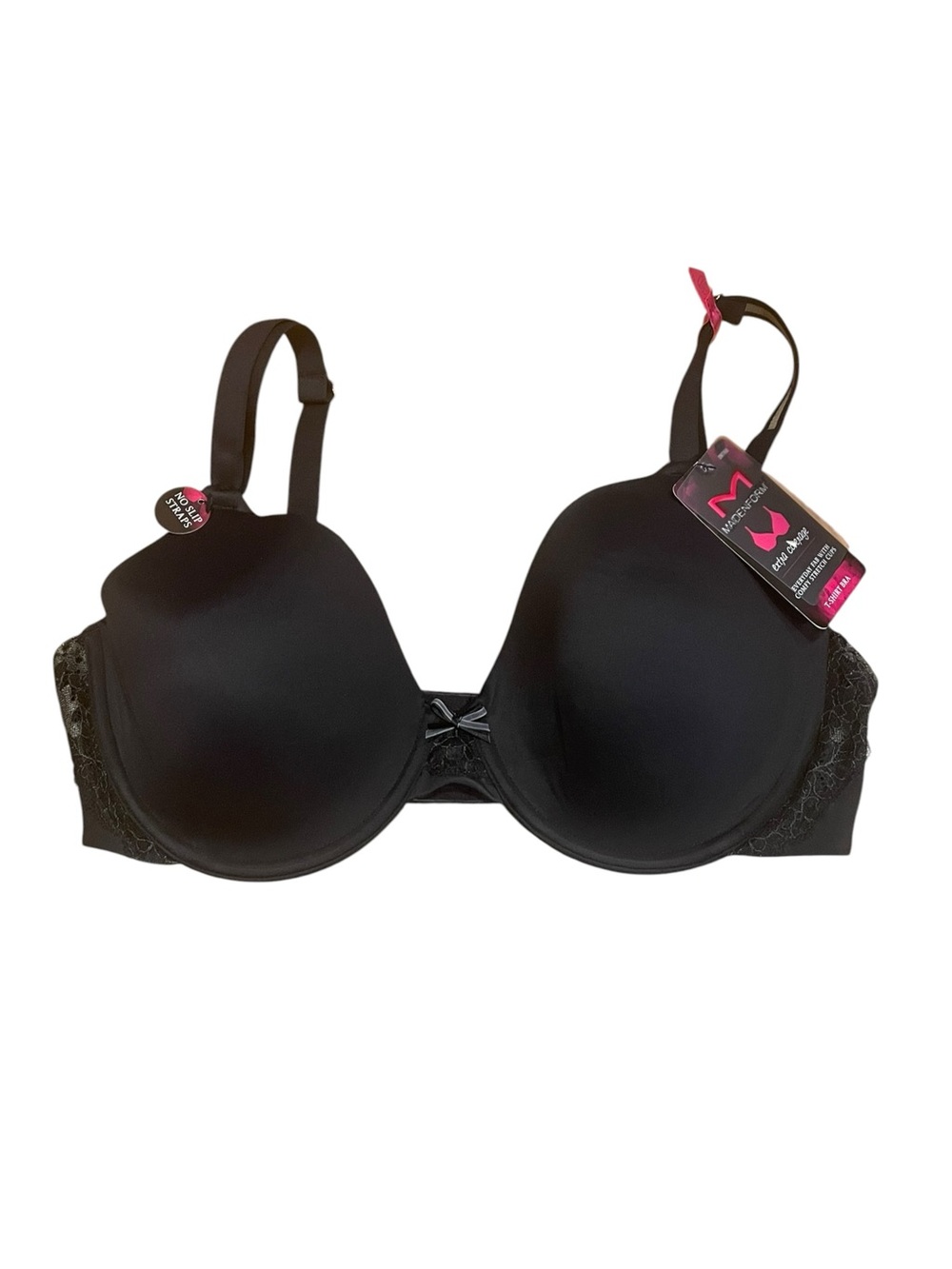 NEW 36D Maidenform Bra Black T-Shirt Bra Underwire $38 Adjustable Straps